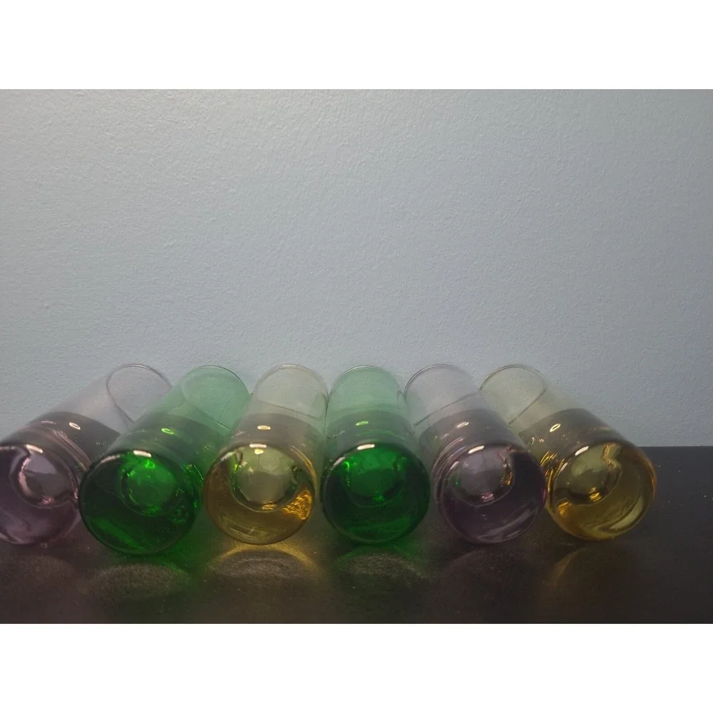 6 Shot Glasses Multi-Colored Glass‎ Vodka Aperitif Liqueur Cordial 3.5